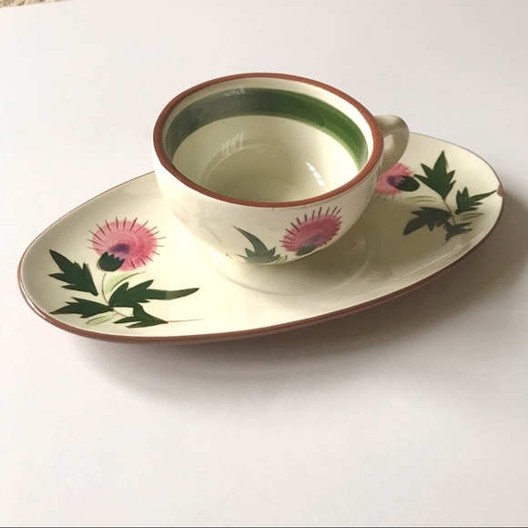 Vintage Stangl Thistle Pottery Cup and Saucer - Picture 2 of 9